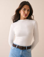White Rib Jersey Long Sleeve Top