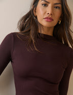 Chocolate Brown Ribbed Long Sleeve Top