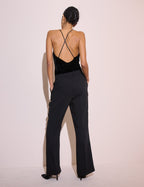 Black High Waisted Flared Trousers