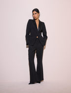 Black High Waisted Flared Trousers