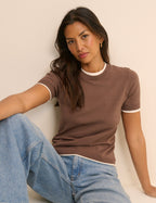 Brown Double Layer T-Shirt