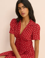 Red Floral Button Front Dulcie Mini Dress