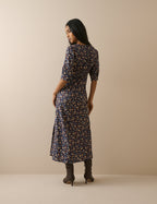 Blue Ditsy Floral Half Sleeve Sicily Midi Dress
