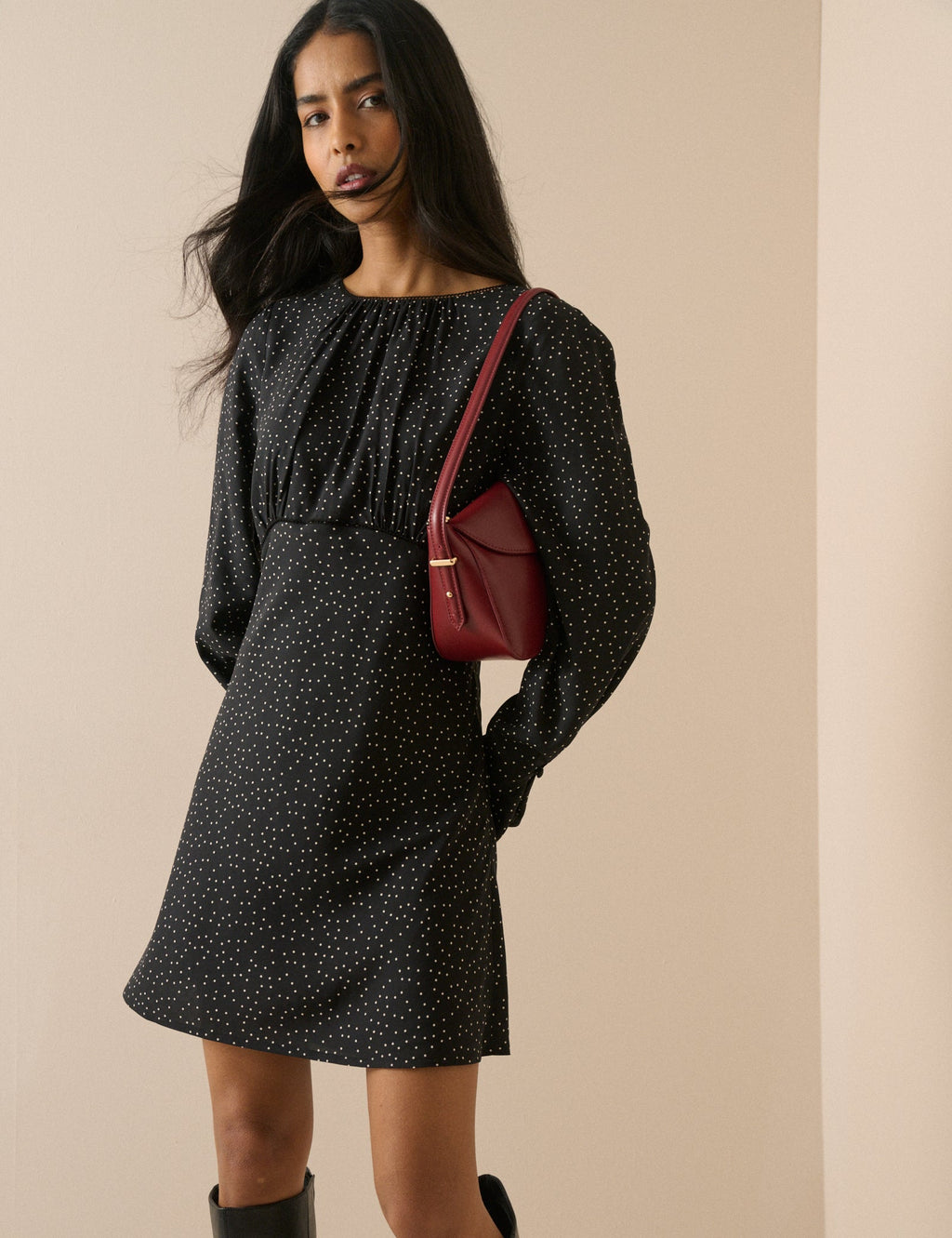 Black Polka Dot Sicily Mini Dress