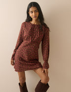 Chocolate Brown Floral Sicily Mini Dress