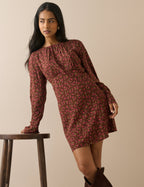 Chocolate Brown Floral Sicily Mini Dress