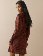 Chocolate Brown Floral Sicily Mini Dress