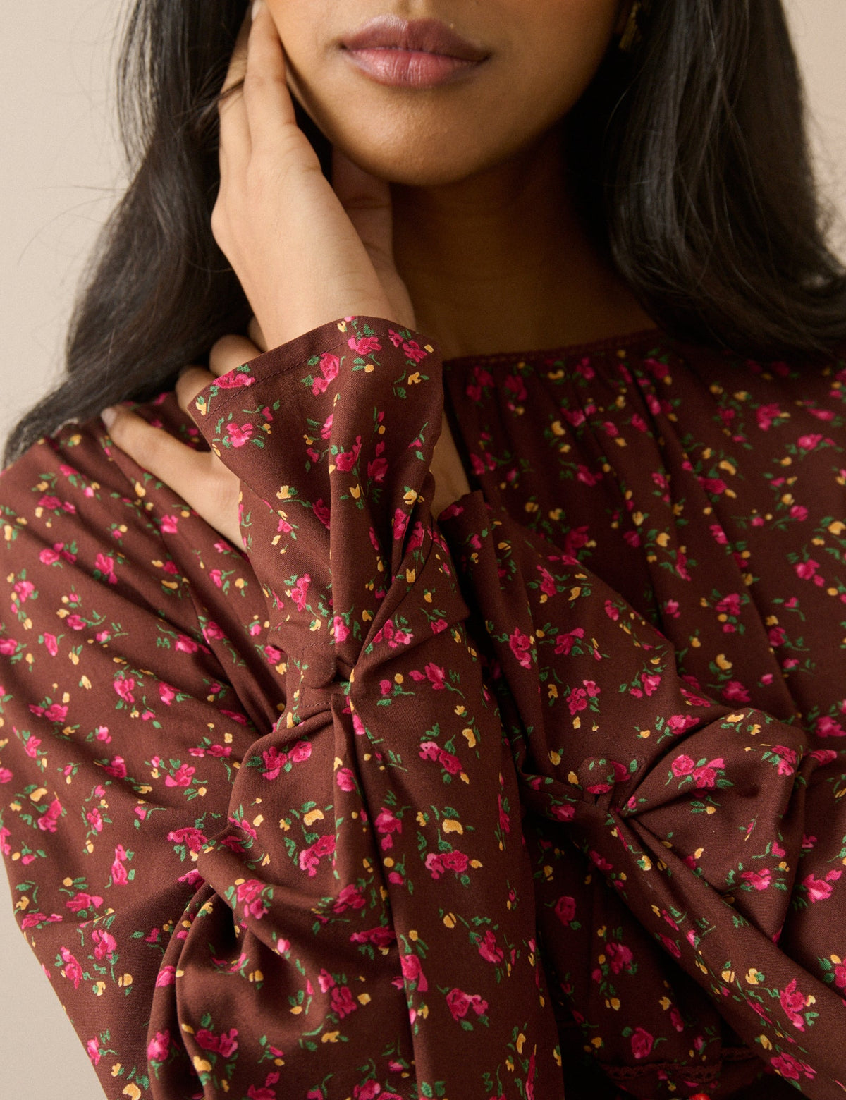 Chocolate Brown Floral Sicily Mini Dress