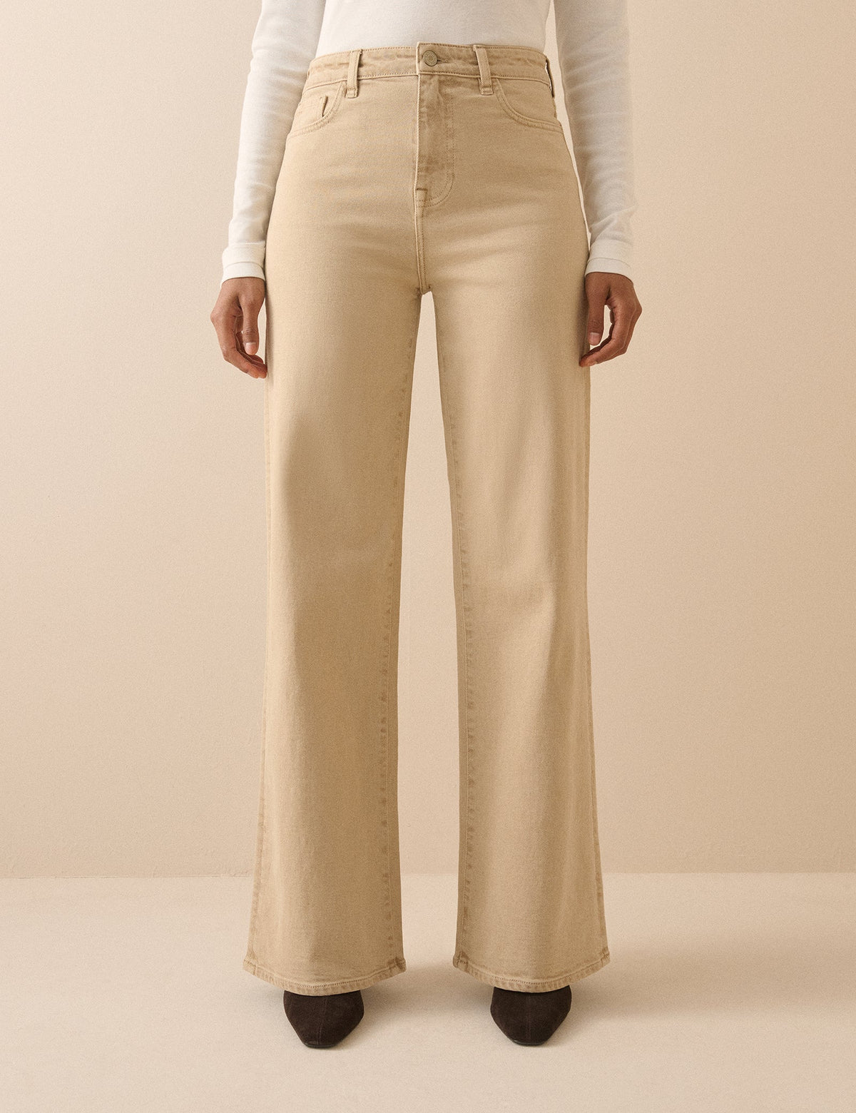Sand High Rise Soho Wide Leg Jeans