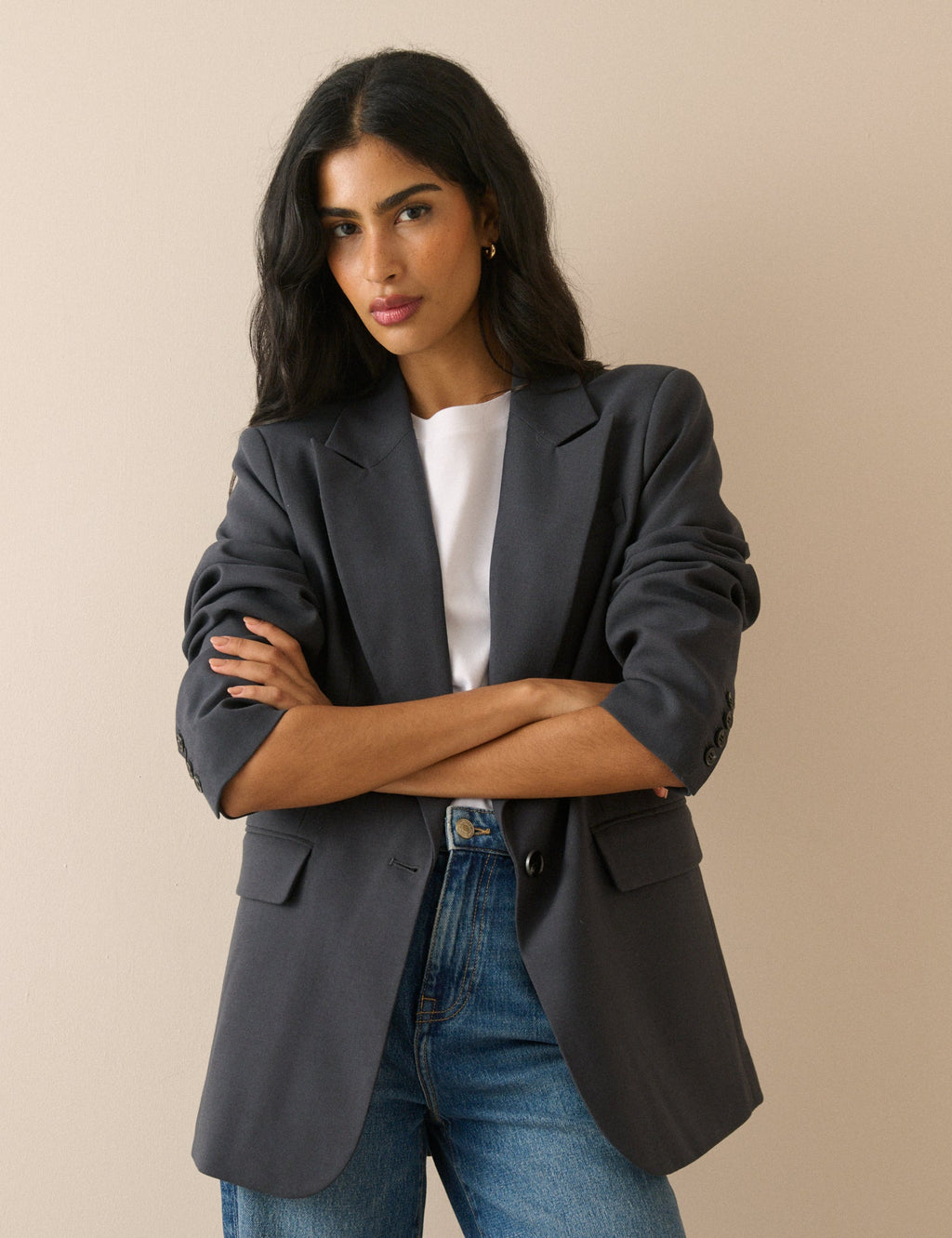 Grey Single Breasted Alexa Blazer