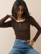Brown Double Layer Henley Top