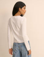 White Broderie Trim Cardigan