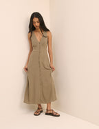 Taupe Sleeveless Avery Midi Dress