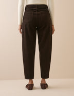 Chocolate Brown Cord High Rise Putney Barrel Leg Jeans