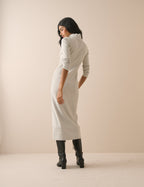 Grey Jersey Funnel Neck Finley Midi Dress