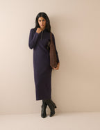 Navy Jersey Funnel Neck Finley Midi Dress
