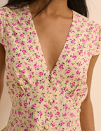 Cream and Pink Ditsy Floral Avery Mini Dress