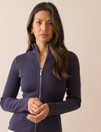 Navy Jersey High Neck Jacket