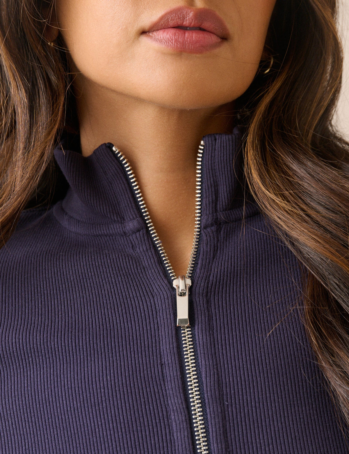 Navy Jersey High Neck Jacket
