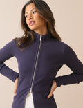 Navy Jersey High Neck Jacket
