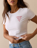 White Embroidered Baby Tee