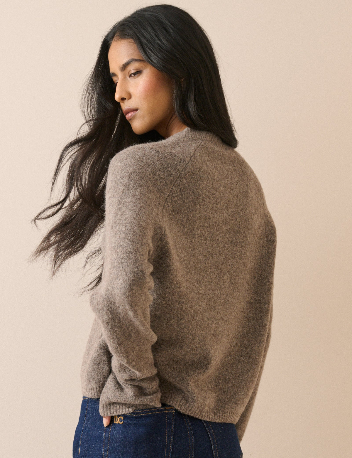 Taupe Marl Patch Pocket Cardigan
