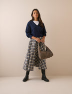 Navy V Neck Ribbed Trim Jumper