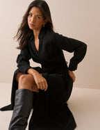 Black Wrapover Winona Midi Dress