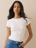 White Ribbed Raglan Jersey T-Shirt