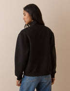 Black Quarter Zip Funnel Neck Sweatshirt