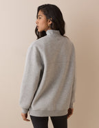 Grey Marl Quarter Zip Longline Sweatshirt