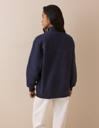 Navy Quarter Zip Longline Sweatshirt