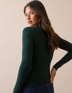 Green High Neck Jersey Top