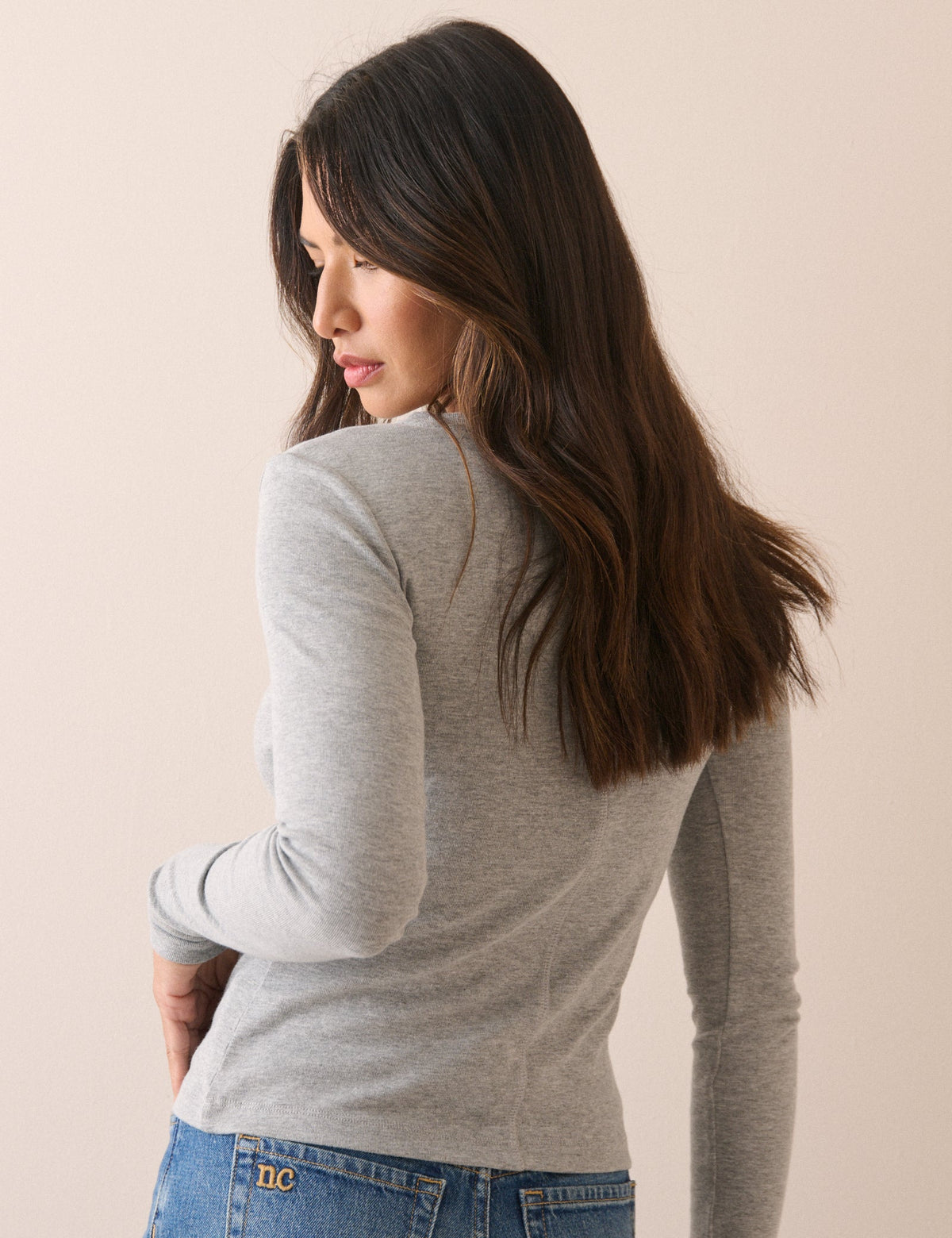 Grey Marl Double Layer Trim Modal-Rich Top
