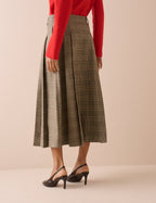 Grey Heritage Check Pleated Midi Skirt