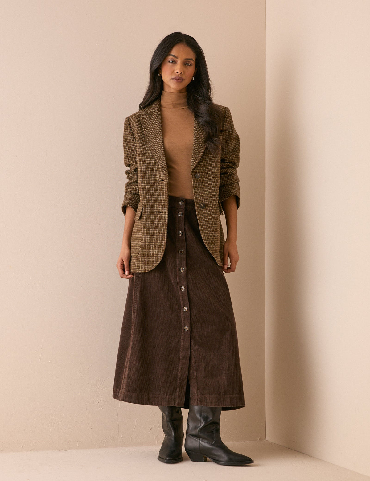 Brown Heritage Check Patch Pocket Blazer