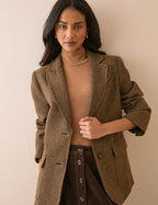 Brown Heritage Check Patch Pocket Blazer