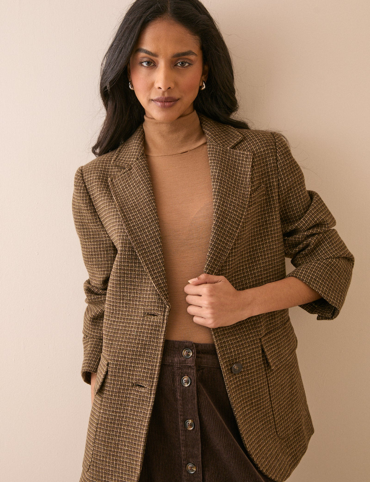 Brown Heritage Check Patch Pocket Blazer