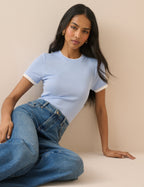Baby Blue Jersey Double Layer T-Shirt