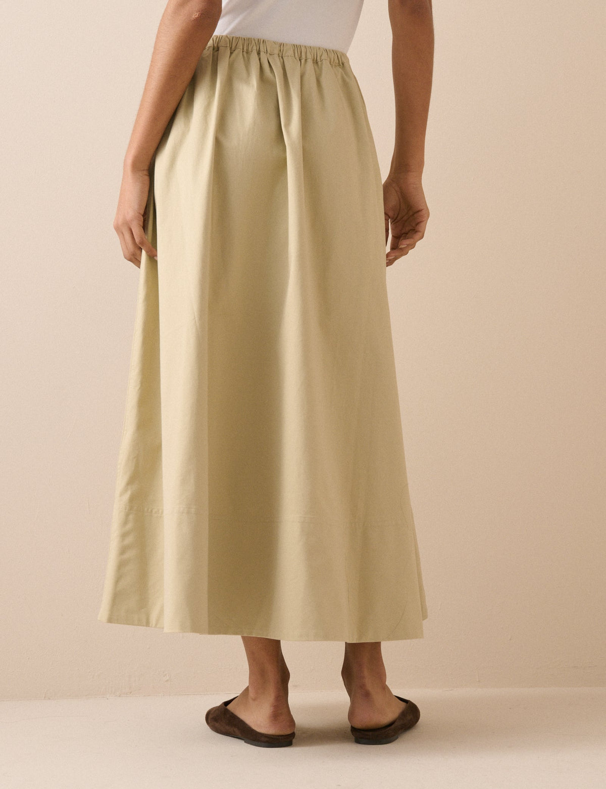 Stone Drawstring Midi Skirt