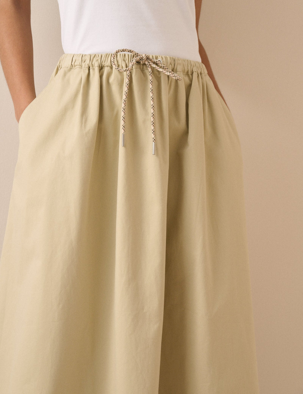 Stone Drawstring Midi Skirt