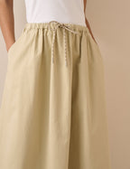 Stone Drawstring Midi Skirt