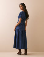 Dark Blue Denim Dara Midi Dress