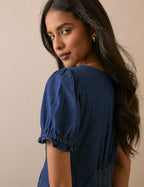 Dark Blue Denim Dara Midi Dress