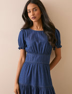 Dark Blue Denim Dara Midi Dress