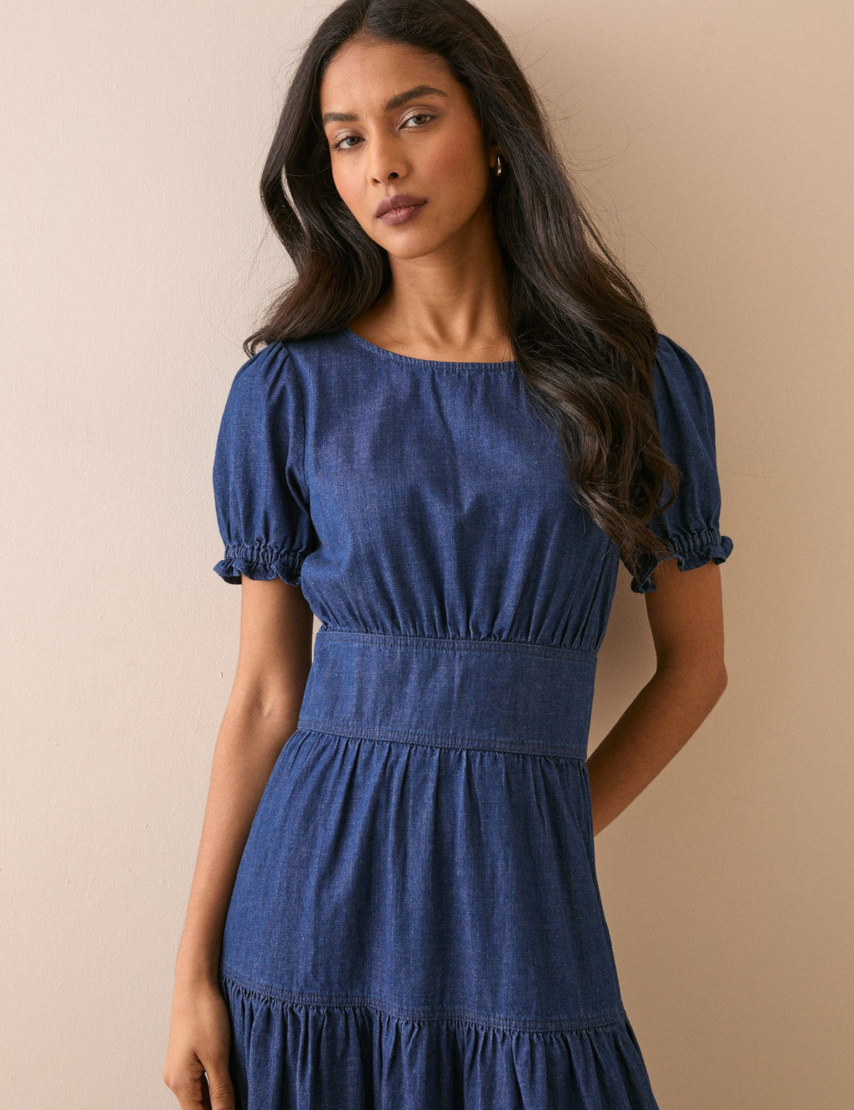 Dark Blue Denim Dara Midi Dress