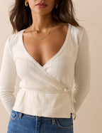 Cream Pointelle Ballet Wrap