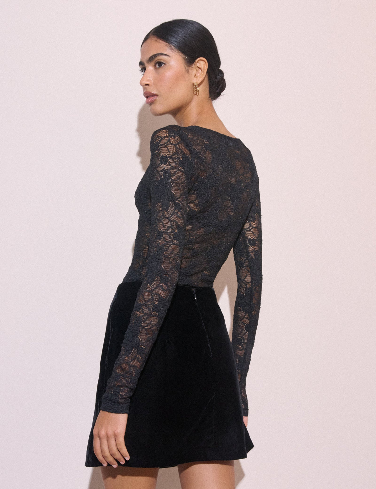 Black Velvet High Waisted Mini Skirt