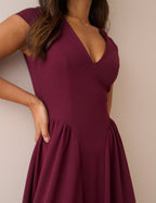 Burgundy Panelled Jersey Winnie Midi Dress