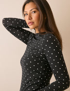 Black Polka Dot Ruched Top